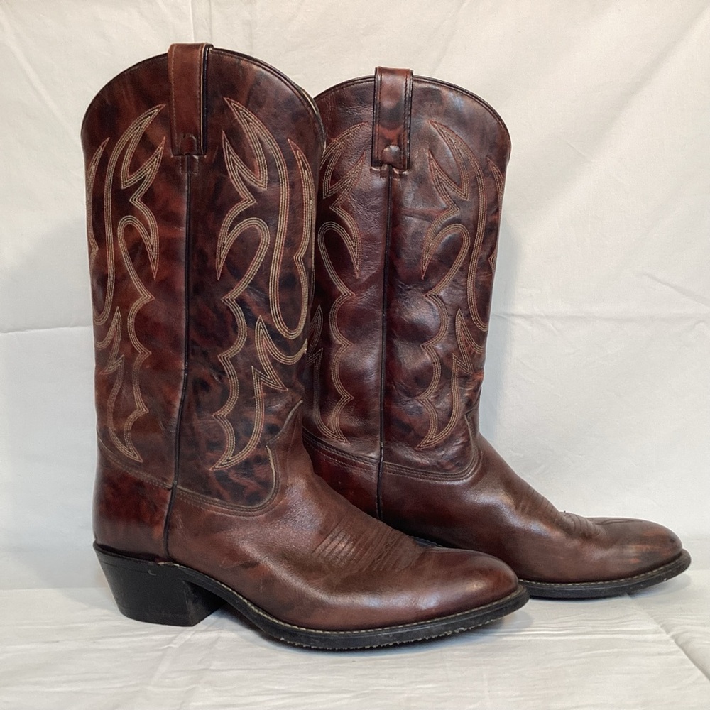 Vintage Texas Leather Made in USA Brown Men's Western Cowboy Boots Size 10 1/2